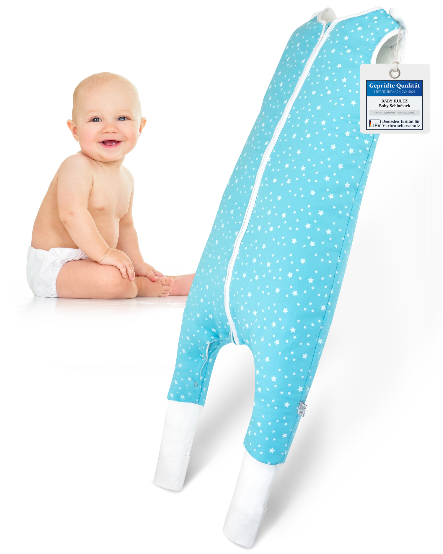BABY RULEZ® Primo Baby Schlafsack mit Füßen zum Umstülpen