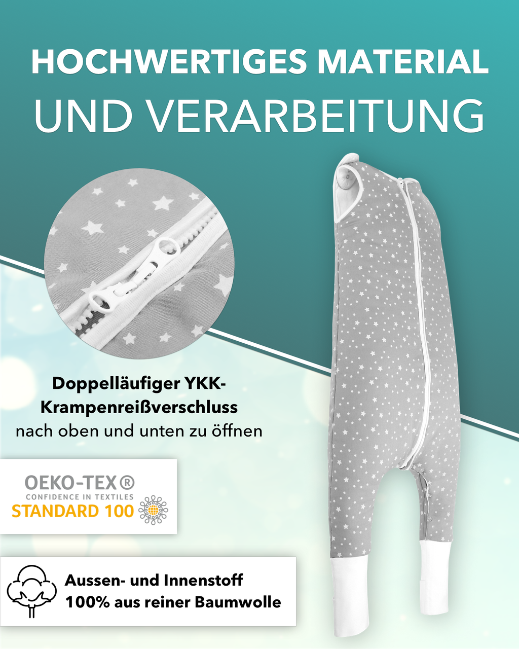 BABY RULEZ® Primo Baby Schlafsack mit Füßen zum Umstülpen