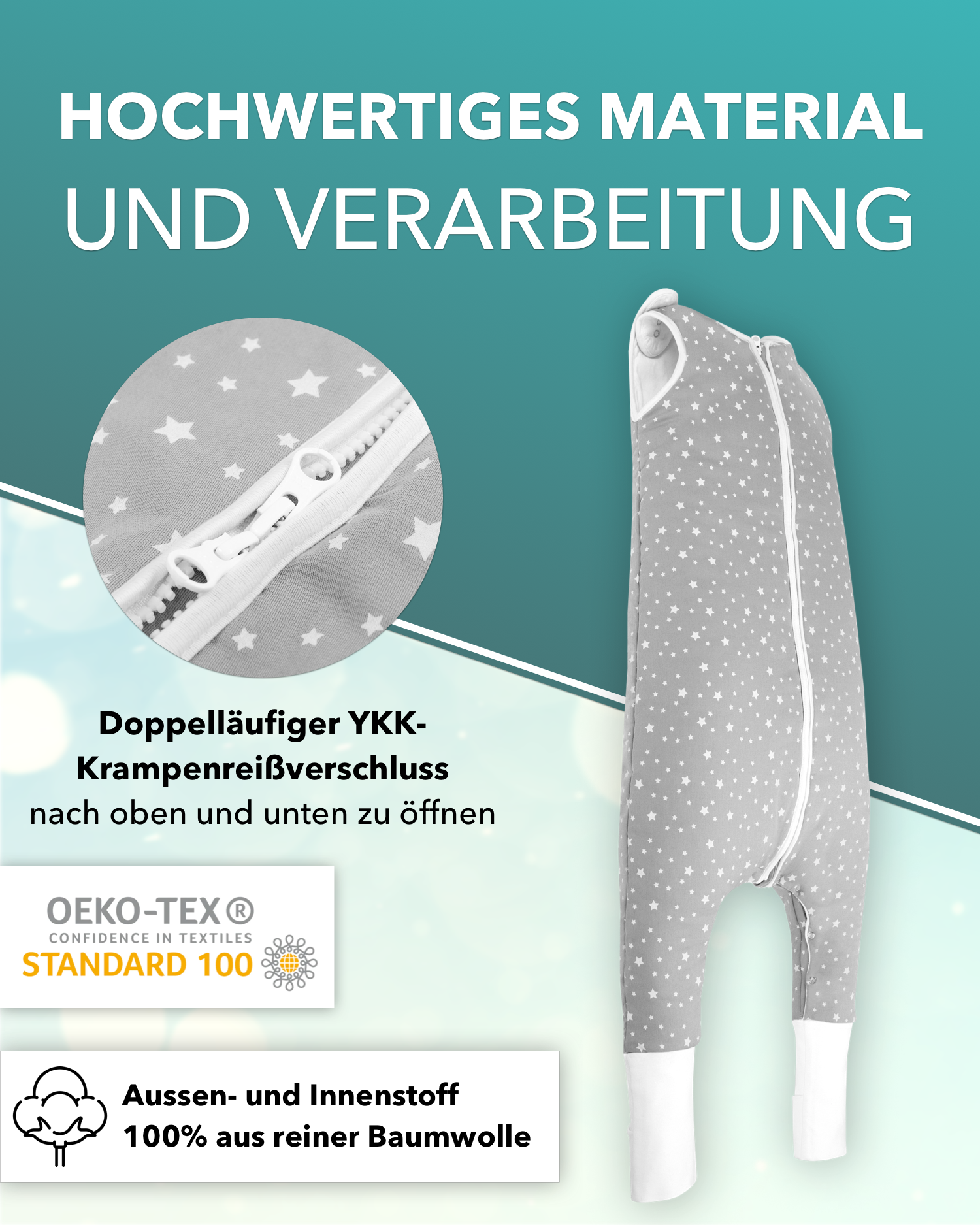 BABY RULEZ® Primo Baby Schlafsack mit Füßen zum Umstülpen