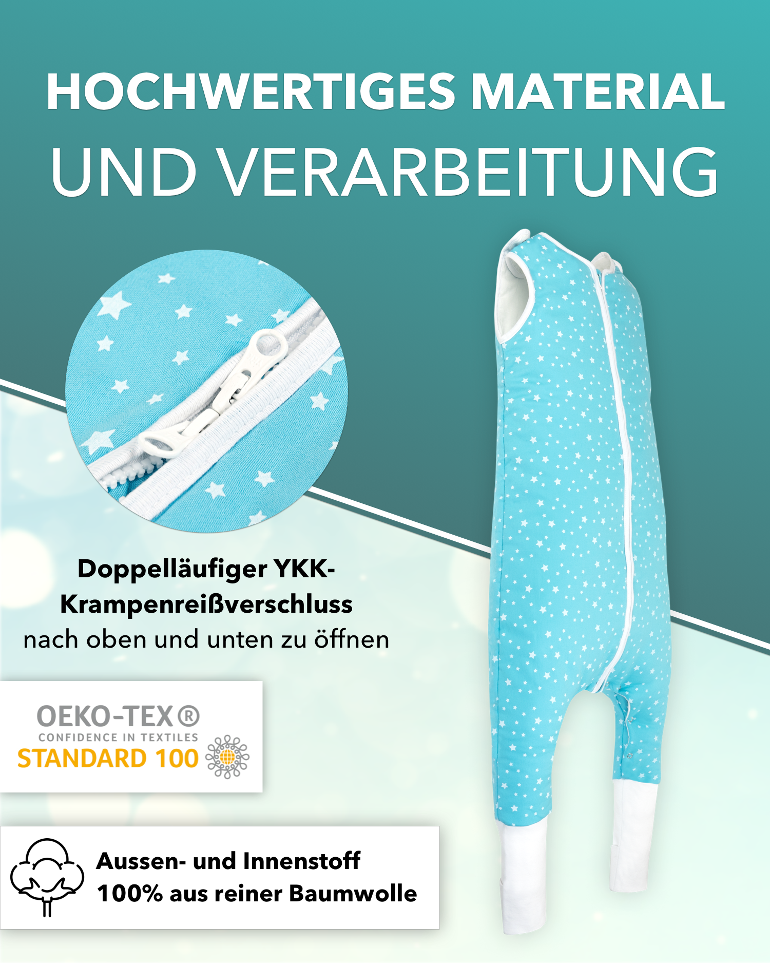 BABY RULEZ® Primo Baby Schlafsack mit Füßen zum Umstülpen