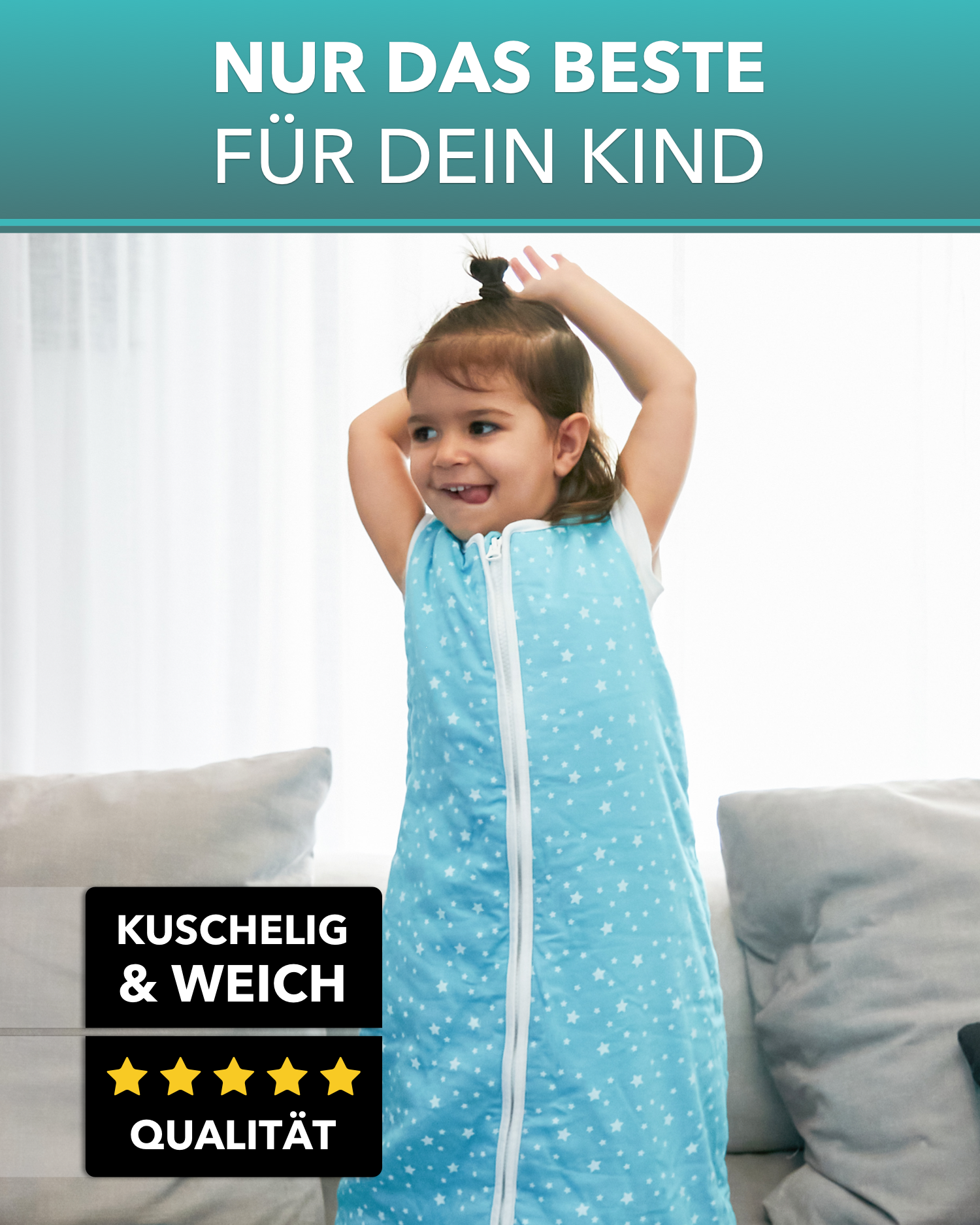 BABY RULEZ® Primo Baby Schlafsack mit Füßen zum Umstülpen